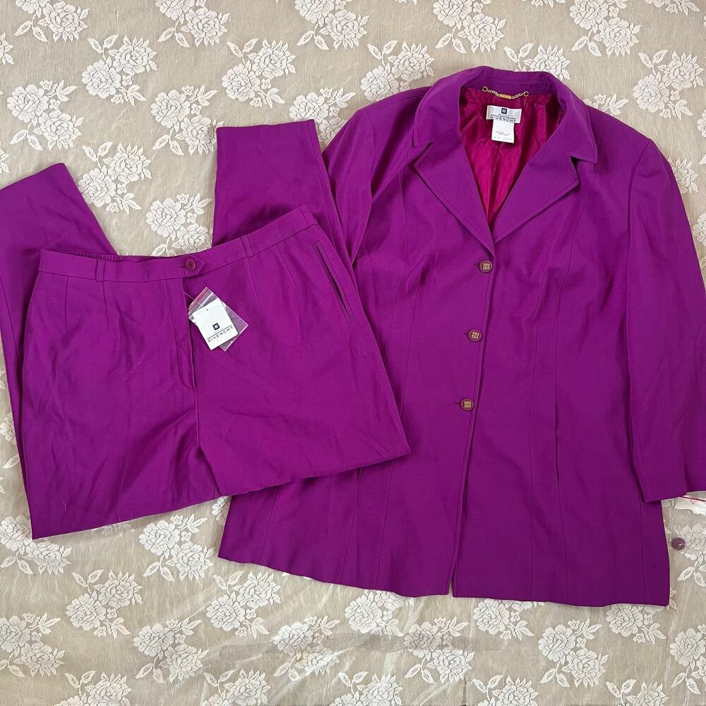 Vintage Givenchy En Plus 100% Wool Magenta Pant Suit Size 22W